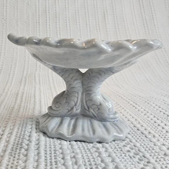 Soap Dish Koi Fish Blue White Vintage 1980's Signed - Picture 7 of 14